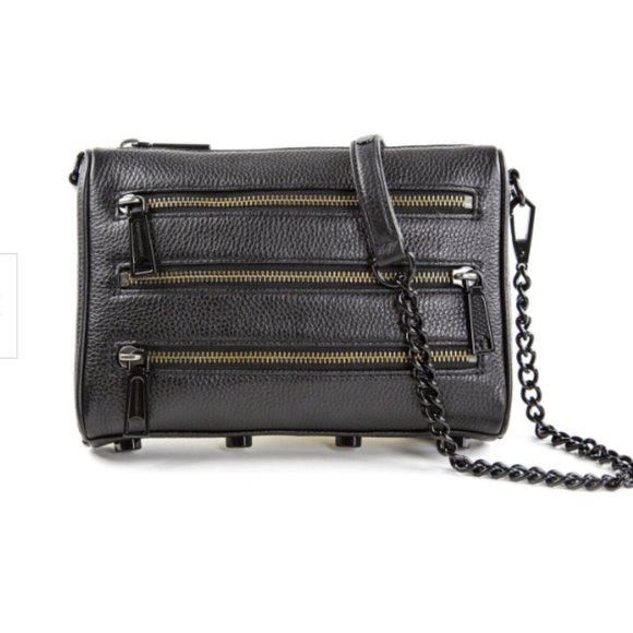Rebecca Minkoff Black Mini 5 Zip Cross-body Bag With Gunmetal Hardware - NWOT - Picture 1 of 2